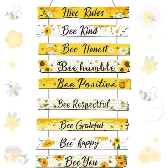 Humble Bee Sign Hive Rules Plaque Gift Christmas Bee Wall Ornament for Xmas Home - Picture 1 of 7